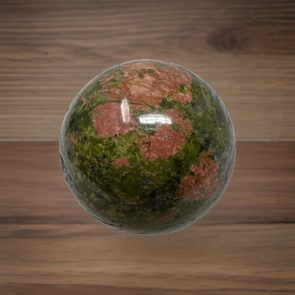 Unikite Sphere Carving Natural Stone Healing Crystal Orange Green 40mm - Picture 4 of 9